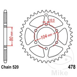 couronne de plaque de transmission 40t p-520 ø80 mm ø104 mm