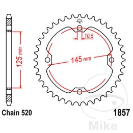 corona plato transmisión 37t p-520 ø125 mm ø145 mm
