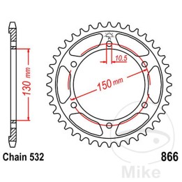 hátsó lánckerék első lánckerék hajtás 47t p-532 ø130 mm ø150 mm