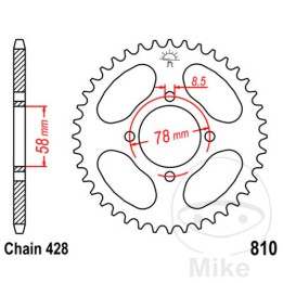 corona plato transmisión 41t p-428 ø58 mm ø78 mm