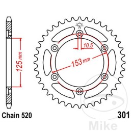 κορώνα μετάδοσης κίνησης 39t p-520 ø125 mm ø153 mm