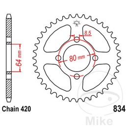transmissie plaat kroon 28t p-420 ø64 mm ø80 mm