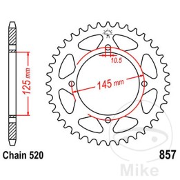 corona plato transmisión 41t p-520 ø125 mm ø145 mm