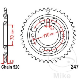 zobnik, verižnik, prenos 36t p-520 ø70 mm ø110 mm