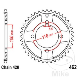hátsó lánckerék első lánckerék hajtás 50t p-428 ø100 mm ø116 mm