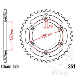 κορώνα μετάδοσης κίνησης 48t p-520 ø130 mm ø150 mm