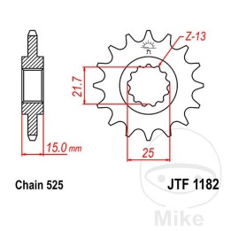 erőátviteli lánckerék, finom fogaskerék 15t 525 ø22/25