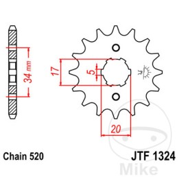 piñón transmisión engranaje grueso 13t 520 6 ø17/20