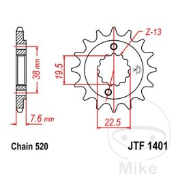 feingetriebe-übertragungsritzel 14t 520 ø19.5/22