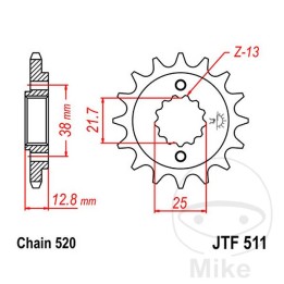 piñón transmisión engranaje fino 14t 520 ø21.7/25