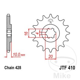 grobgang-übertragungsritzel 15t 428 6 ø16/20