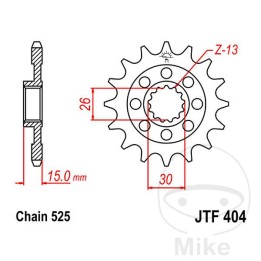 piñón transmisión racing engranaje fino 14t p-525 ø26/30mm