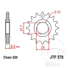 řetězové kolo jemné ozubení 17t p-520 ø21.6/25mm