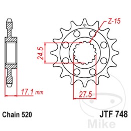 pinion transmissie race fijne versnelling 14t p-520 ø25/28mm