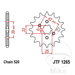 coarse gear transmission pinion 14t p-520 6 ø22/25mm