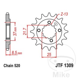erőátviteli lánckerék, finom fogaskerék 16t p-520 ø21.6/25mm