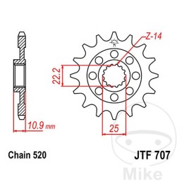 piñón transmisión racing engranaje fino 17t p-520 ø22.2/25mm