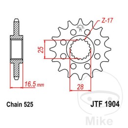 pinion transmission racing fine gear 15t p-525 ø25/28mm