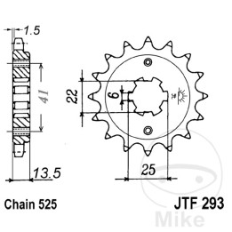 grobgang-übertragungsritzel 14t p-525 6 ø22/25mm