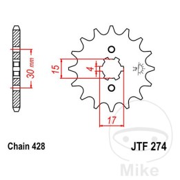 grof tandwiel voorrondsel 14 teeth 428 4 ø15/17