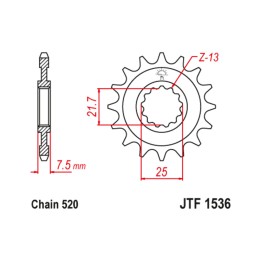 piñón de acero con goma antiruido 1536 - 520
