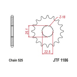 piñón de acero con goma antiruido 1186 - 525