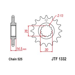 piñón de acero con goma antiruido 1332 - 525