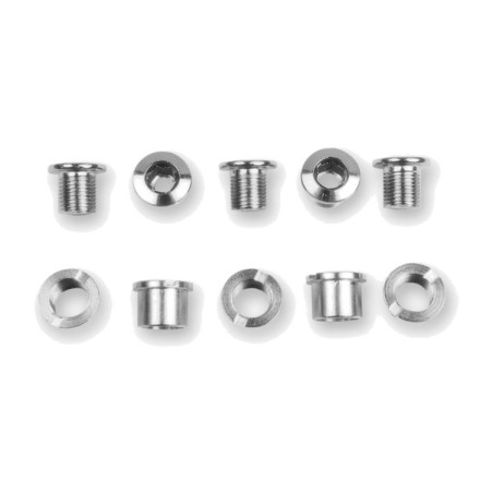 set of 5 chrome-plated steel screws for securing the plate