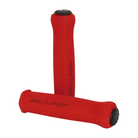 massi elite light foam grips for bicycles in fluorescent red and cork