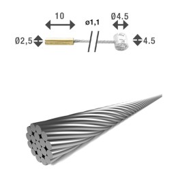 sirga sierga váltókábel kétfejjel shimano/campagnolo/sram ø4 x 4 ø1.25 - 2250mm sh-x18
