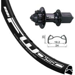 bicycle rear wheel for 6 bolt disc 24x1.90 rodi 135x12mm valvula 8.5mm 507-19 s/ojetes alu.ne rw-a05