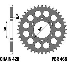standard stålkædehjul c45 468 428