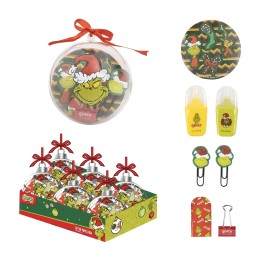 weihnachtskugel mit schreibwaren-set grinch