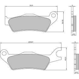 organiske bremseklodser bag til motorcykel 93,9x36,4x8,3 mm 225.103.690