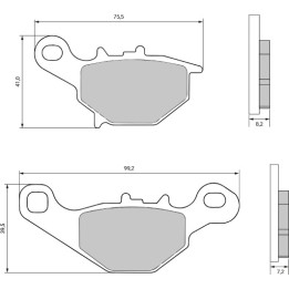 organické přední brzdové destičky pro motocykl 75x41x8,2 mm 225.103.640