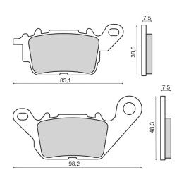 organikus első fékbetétek motorkerékpárhoz 85,1x38,5x7,5 mm 225.103.600