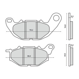 plaquettes de frein organiques avant pour moto 113,2x54,8x8,2 mm 225.103.480