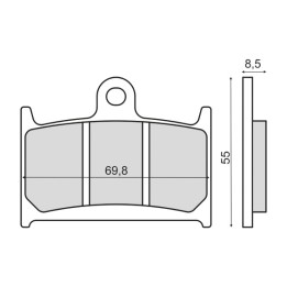 slinuté přední brzdové destičky pro motocykl 69,8x55x8,5 mm 225.103.033
