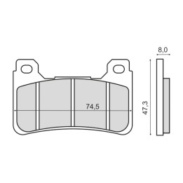 organické přední brzdové destičky pro motocykl 74,5x47,3x8 mm 225.102.950