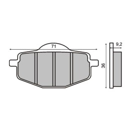 organiska fram- och bakbromsbelägg för motorcykel 71x36x9,2 mm 225.102.730