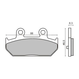 slinuté zadní brzdové destičky pro motocykl 88x46,5x8,3 mm 225.101.503