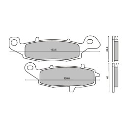 plaquettes de frein organiques avant pour moto 109,6x46x8,5 mm 225.101.240