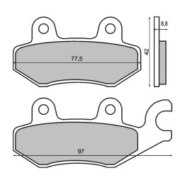 sintrované predné a zadné brzdové doštičky pre motocykel 97x42x9,2 mm 225.100.353