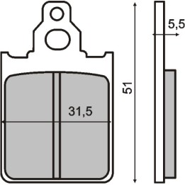 organické brzdové destičky 31,5x51x5,5 mm