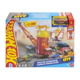 spielzeug-autorennbahn feuerwache mit rettungsleiter hot wheels city