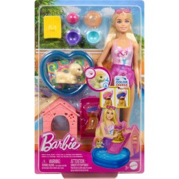 puppe mit pool und welpen barbie