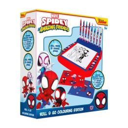 estación de dibujo con rotuladores y ceras roll and go marvel spidey