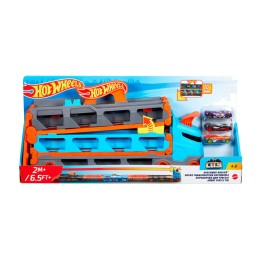 konvertibilní nákladní auto pro přepravu s odpalovačem a 3 auty hot wheels