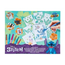 aerógrafo infantil con 7 rotuladores y 6 plantillas disney stitch