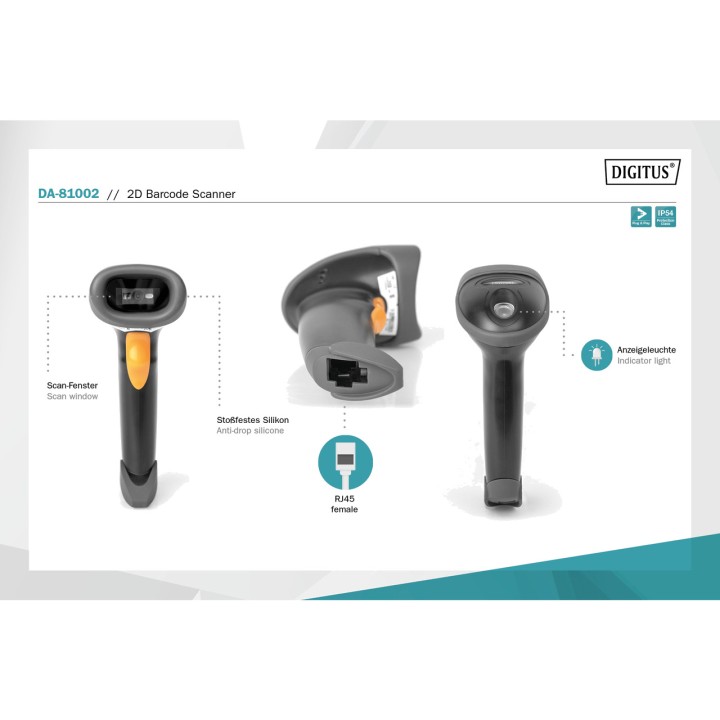 DIGITUS Wired handheld barcode scanner 2D-USB 100155977